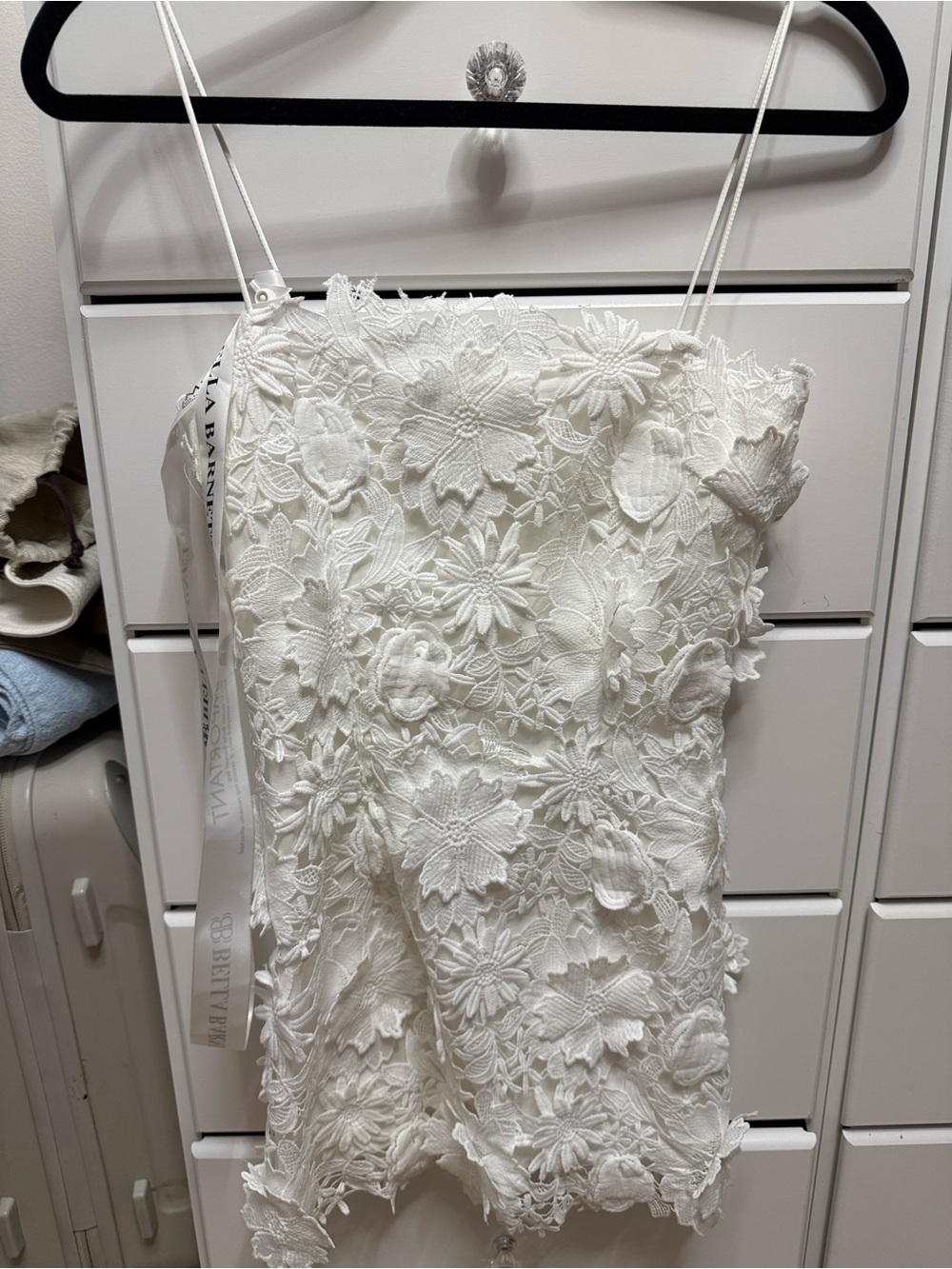 White Lace Floral Mini Dress - Picture 3 of 4